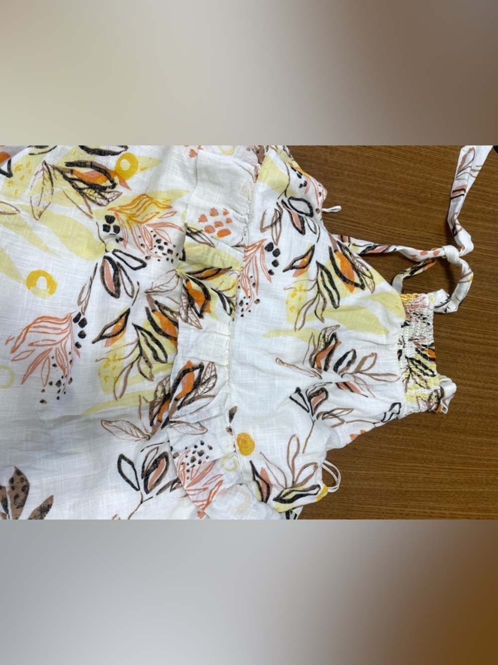 Free People Cream Floral Tiered Maxi Dress with Yellow & Tan Accents - Picture 5 of 8